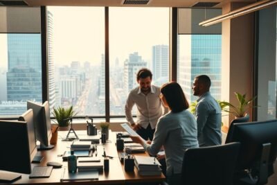 Pessoas-reunidas-na-sala-de-trabalho